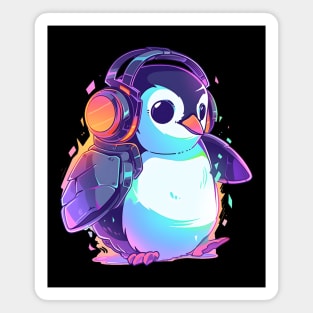 Cooler Penguin With Headphones Magnet